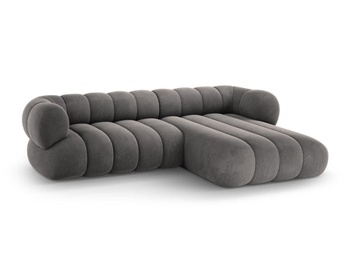 Cosmopolitan Design rechter hoekbank Koge 5-zits, flueel grijs - 165x270x70cm