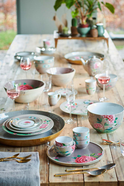 Pip Studio Blushing Birds Ontbijtborden - Servies - Set van 4 borden - Khaki - 21cm - vtwonen shop