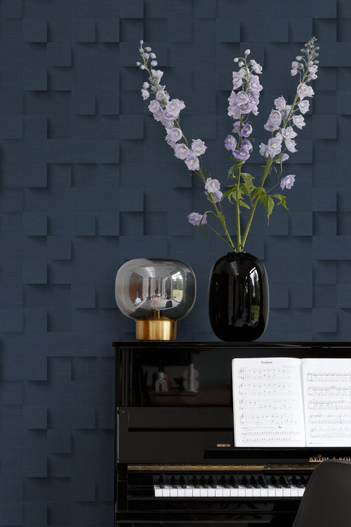 Origin Wallcoverings behang 3D kubussen donkerblauw - 50 x 900 cm - 347902 - vtwonen shop