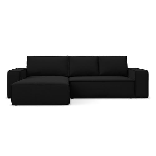 LaMiaSofa hoekbank links Livorno - velours - zwart - 290x185x82