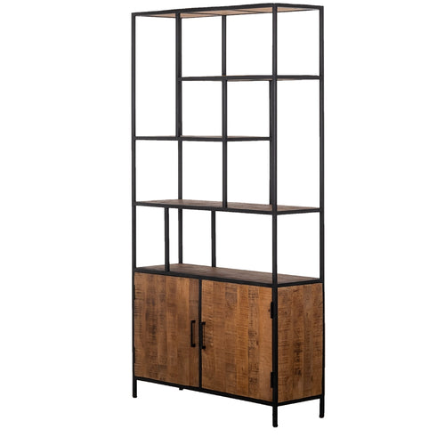 Giga Meubel Wandkast Ruben - Bruin Mangohout - 110x36x210cm - vtwonen shop