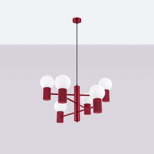 Sollux Lighting Kroonluchter HALO 6 bordeauxrood - 64x64x230cm