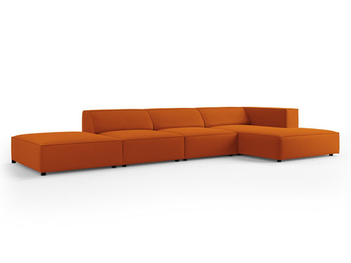 Cosmopolitan Design rechter hoekbank Arendal 5-zits, flueel, terracotta - 166x341x70cm