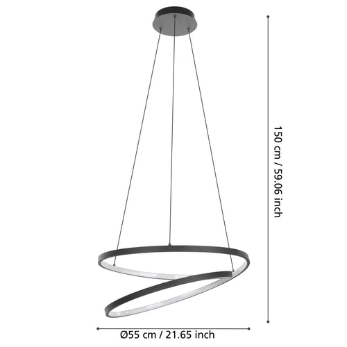 EGLO hanglamp Ruotale - led - ø 55 cm - zwart/wit