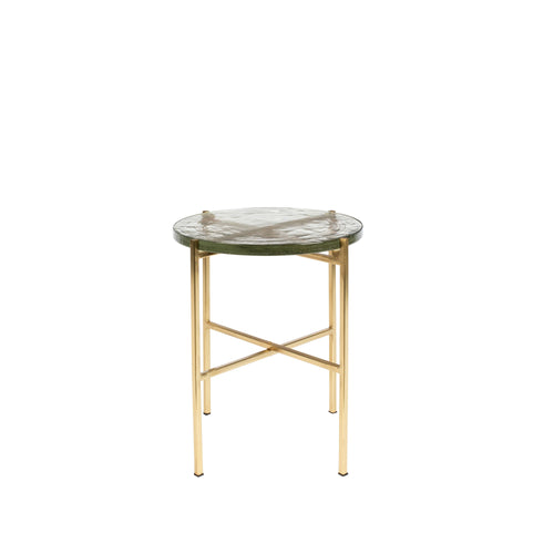 Dutchbone Vidrio Bijzettafel Rond 40 cm Glas/ Metaal Goud - vtwonen shop