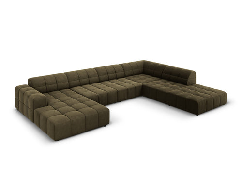 Cosmopolitan Design Panoramische hoekbank rechts Chicago 7-zits, flueel groente - 263x375x78cm