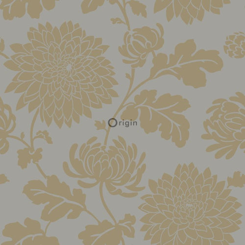 Origin Wallcoverings behang bloemen taupe en glanzend brons - 53 cm x 10,05 m - 326149 - vtwonen shop