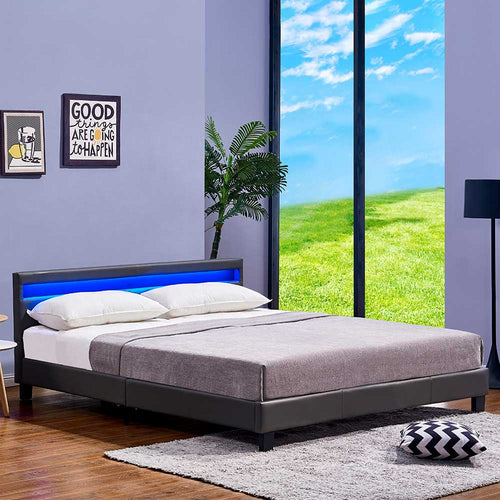 Home Deluxe LED bed ASTRO donkergrijs 180 x 200 cm - vtwonen shop