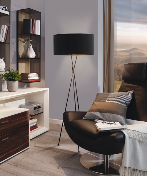 EGLO vloerlamp Fondachelli - e27 - 151,5 cm - zwart/koper - vtwonen shop