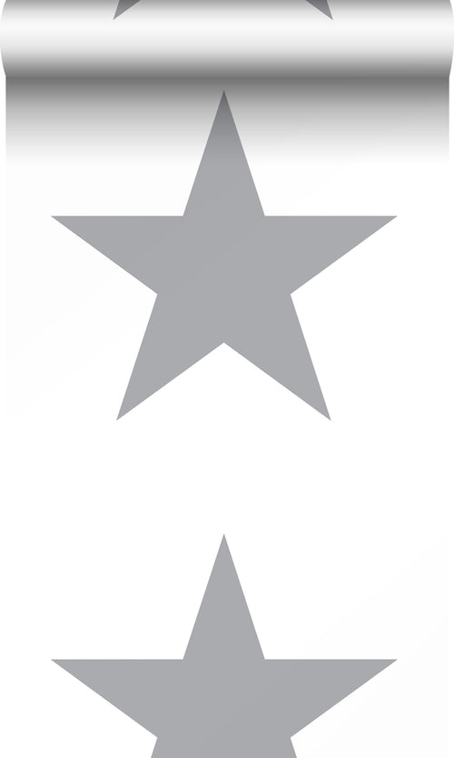 Origin Wallcoverings behang sterren wit en grijs - 53 cm x 10.05 m - 347672