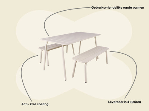 MaximaVida metalen picknickset Max 150 cm ivoor  3-delig