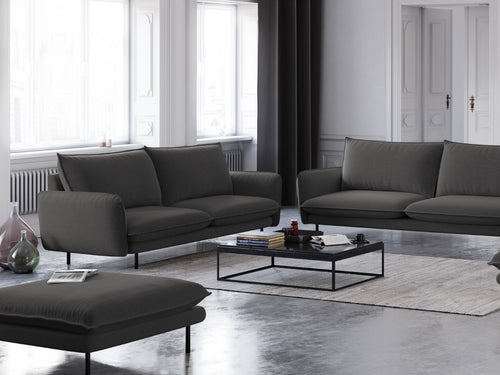 Cosmopolitan Design Poef Vienna structurele stof, donkergrijs - 73x93x43cm