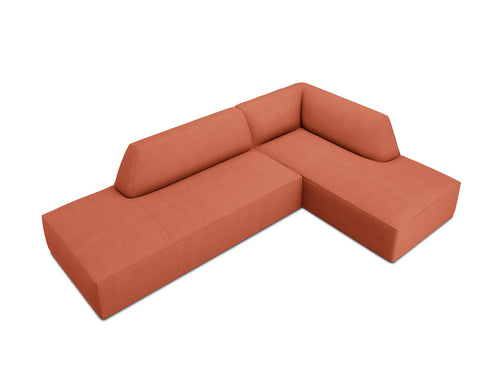 Micadoni rechter hoekbank Ruby 4-zits, structurele stof, koraal - 180x273x69cm