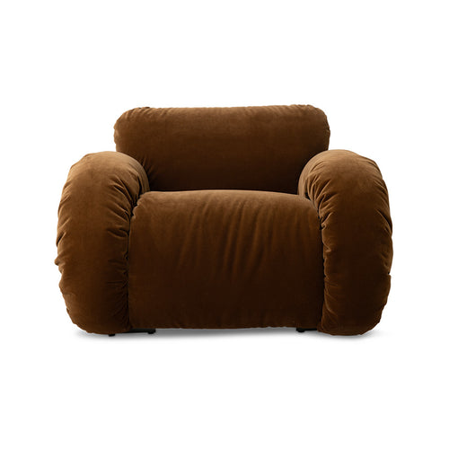 HKLIVING Arc fauteuil lounge – royal velvet caramel – frame sand