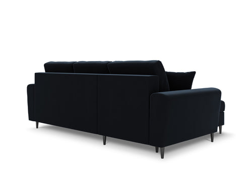 Cosmopolitan Design Omkeerbare converteerbare hoekbank met opbergdoos Kyoto 4-zits, flueel donkerblauw - 145x241x88cm