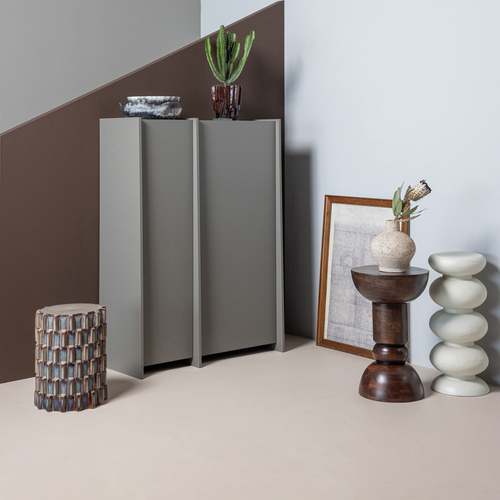 WOOOD 2-deurs kast Brock - Essen Fineer - Warmgrijs - 140x102x44
