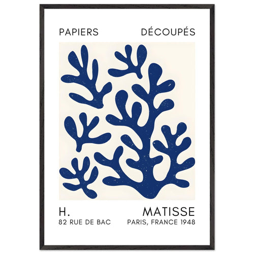 Artfulprints Poster met Lijst Matisse – Coral shadows navy blue II   - 70x100 cm - Blauw