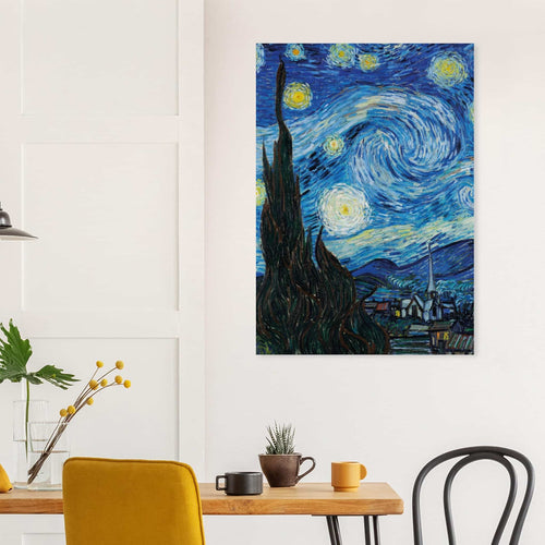 Artfulprints Poster met Lijst Vincent van Gogh - Starry night   - 50x70 cm - Blauw