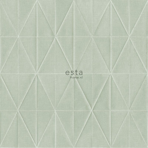 ESTAhome eco-texture vliesbehang origami motief celadon groen - 0,53 x 10,05 m - 148713 - vtwonen shop