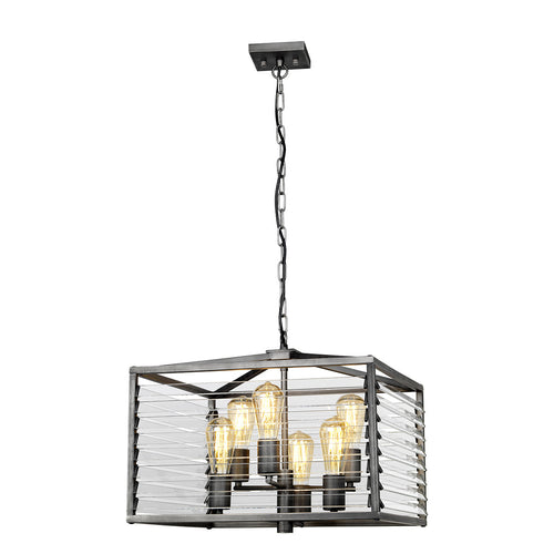 Louvre 6 Lichte Hanglamp Gunmetal Verf Afwerking