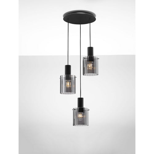 Nova Luce MIRBI Hanglamp met clusterontwerp, rookgrijs, zandkleurig zwart, E27 fitting, 3x12W