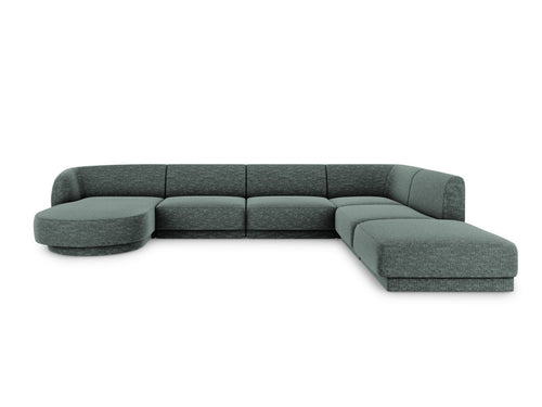 Micadoni Panoramische hoekbank rechts Miley 6-zits, chenille, olie - 255x330x70cm