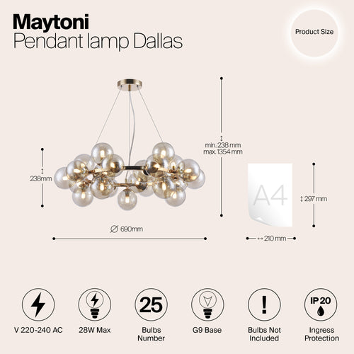 Maytoni - Hanglamp Dallas - Goud - Ø69 - vtwonen shop