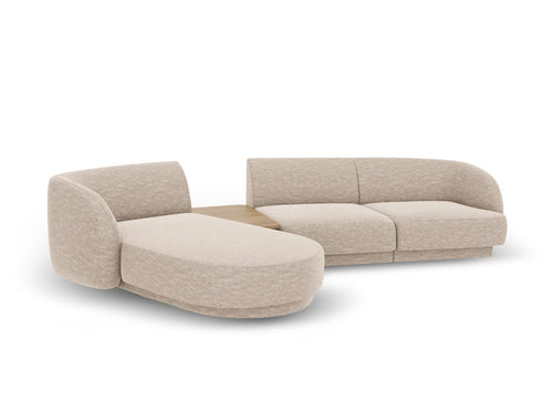 Micadoni linker modulaire bank Miley 3-zits, chenille, beige - 178x303x70cm