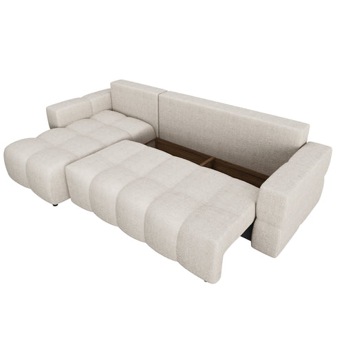 Sia Home - Hoek slaapbanken links GABRIEL - Bouclette stof - Beige - 286cm - vtwonen shop