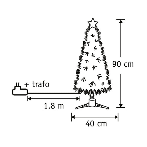 Luca Lighting Mercury Kunstboom met Fibre Optic Verlichting - Kerstboom met 95 LED Sterretjes - Kerstversiering voor Binnen - Klassiek Rond Model -