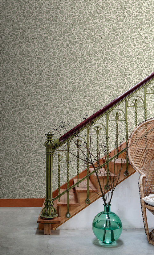 ESTAhome behang vintage bloemen groen - 50 x 900 cm - 131512 - vtwonen shop