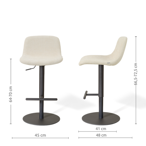 Nolon Niva-Mats tulp barkruk cottonbeige verstelbaar - zwart onderstel