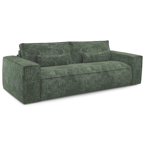 Premium Interiors - Snel uitklapbare slaapbank JUNE - gewaafd fluweel smaragdgroen 236cm