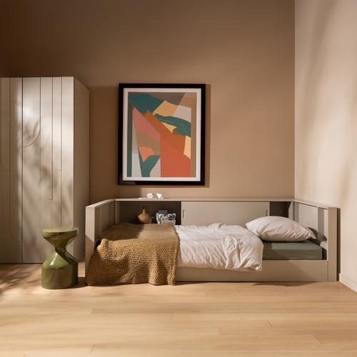 WOOOD bedbank Carter - Grenenhout - Dust/Beige - 90x200