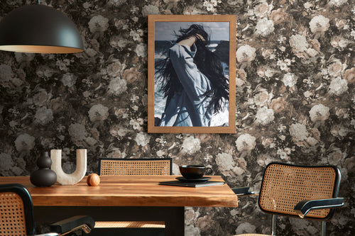 A.S. Création behang bloemen bruin, wit, zilver en oranje - 53 cm x 10.05 m - AS-388213
