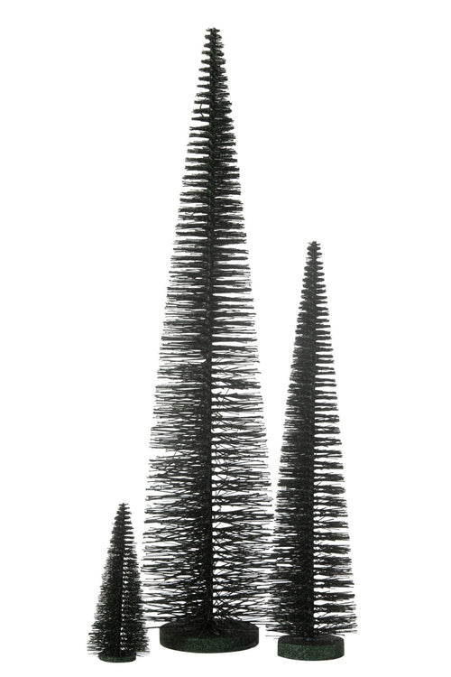 J-Line decoratie Kerstboom Glitter - kunststof - donkergroen - large