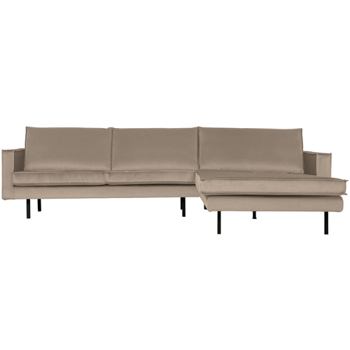 BePureHome chaise longue rechts Rodeo - Velvet - Khaki - 85x300x86/155 - vtwonen shop