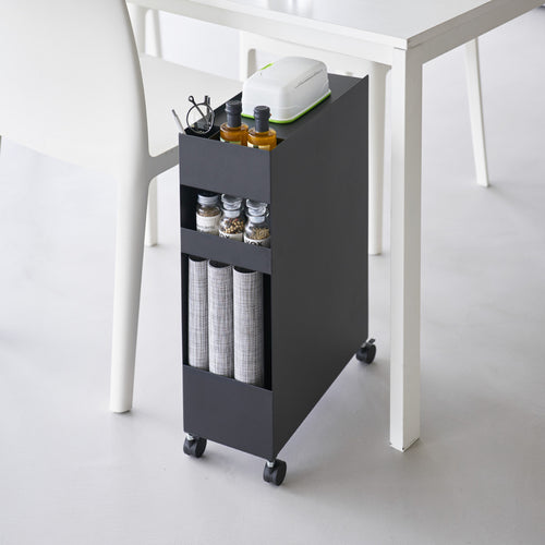 Yamazaki Tower Opbergmanden op wielen 3-laags - Zwart - vtwonen shop