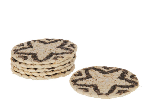 J-Line onderzetter Rond Ster - jute - naturel/bruin - 6 stuks - vtwonen shop