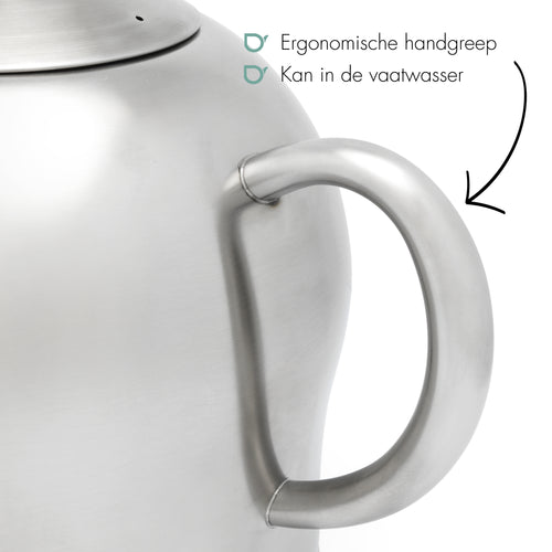 Bredemeijer - Dubbelwandige theepot Minuet Santhee - 2 liter - RVS - Mat - vtwonen shop