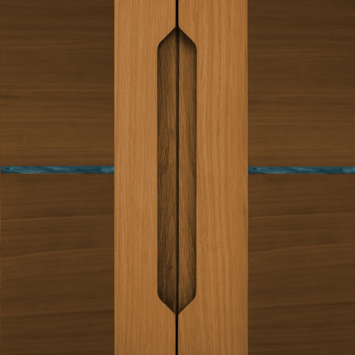 Furnhouse 4-deurs wandkast Kerteminde - Natuurlijk eikenhout - MDF, Eikenfineer, Glas - 37x213x60