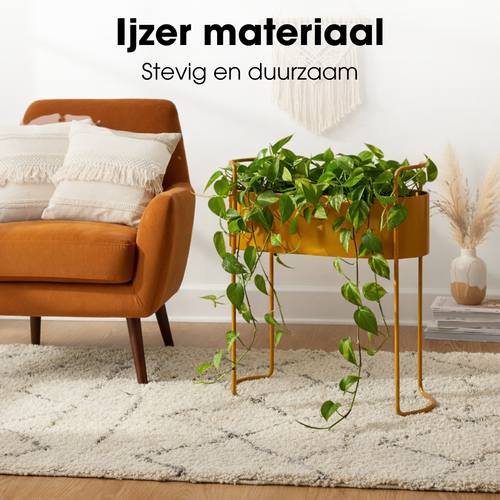 Mica Decorations Moritz Plantenstandaard – Plantenpot voor Bloemen en Kamerplanten – Bloempotten voor Binnen – 55 x 24 x 65 cm – IJzer – Bruin