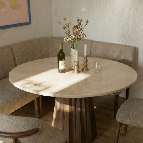 Giga Meubel Eettafel Faiza - Rond - Marmer - 150cm