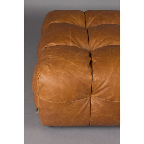 Dutchbone Hackman Hocker Leer Cognac Bruin - vtwonen shop