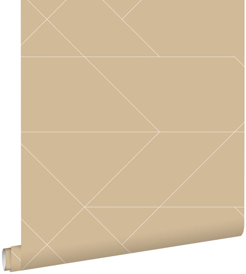 ESTAhome behang grafische lijnen donker beige - 50 x 900 cm - 139774 - vtwonen shop