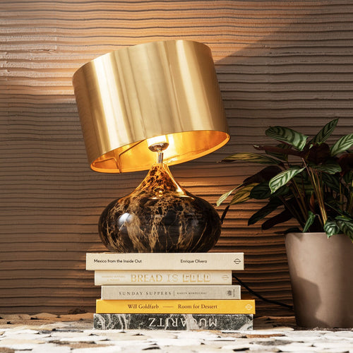 Kare Design Tafellamp Mamo Deluxe - bruin en goud