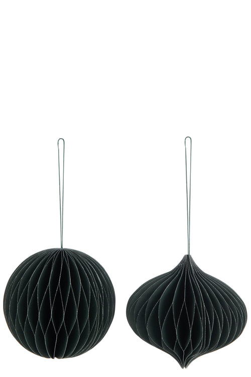 J-Line kersthanger Bal - papier - groen - large - 2 stuks - vtwonen shop