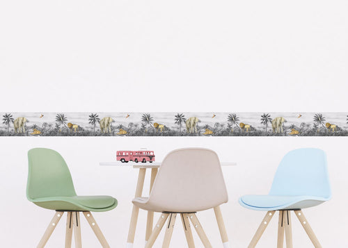 Sanders & Sanders zelfklevende behangrand jungle dieren grijs - 500 x 13.8 cm - 601320 - vtwonen shop