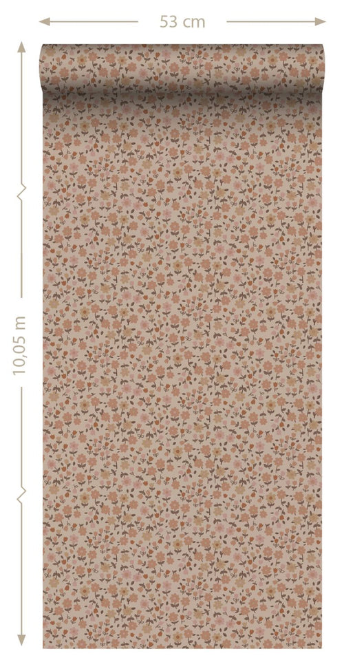 ESTAhome behang bloemetjes terracotta roze - 53 cm x 10.05 m - 131394