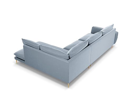 Cosmopolitan Design rechter hoekbank Vienna 6-zits, flueel, lichtblauw - 185x275x95cm